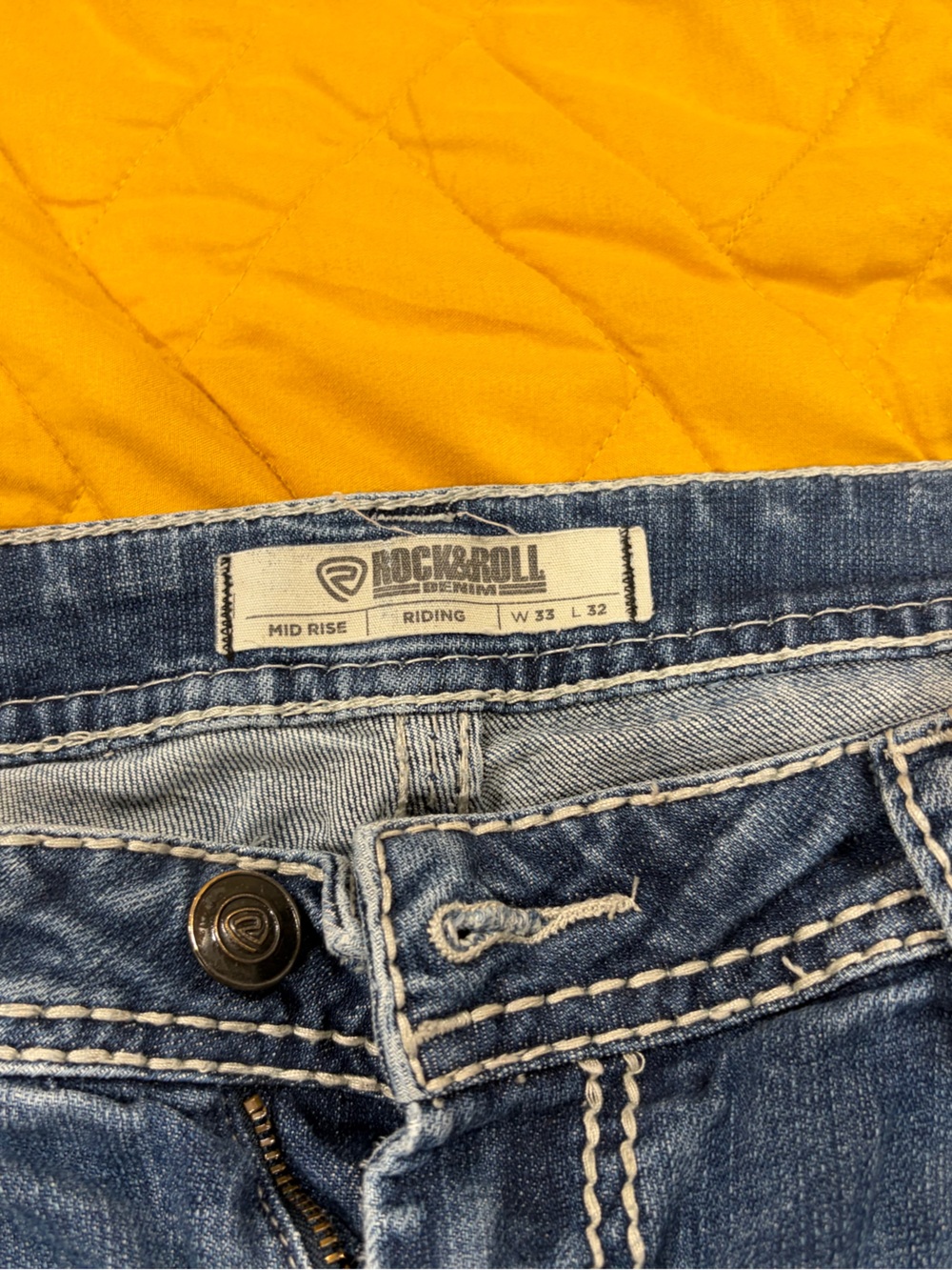Rock & Roll Denim Mid Rise Riding Jeans in Blue 33W32L
